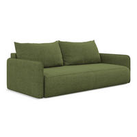 3-SITZER SOFA mit Schlaffunktion Chenille Stoff Grün - Dunkelgrün/Schwarz, Kunststoff/Textil (216/86/105cm) - Makamii