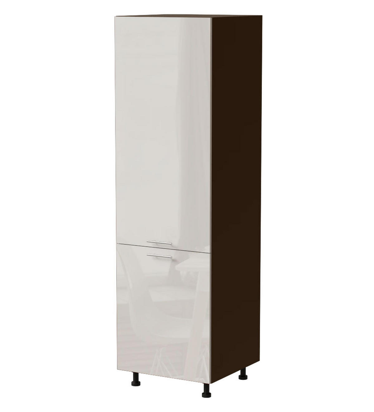 KÜHLSCHRANKUMBAUSCHRANK Brerra D14/DL/60/207 RAL 9001 creme Hochglanz / Lava Matt 60 / 59 / 207cm - Dunkelgrau/Creme, Holz/Holzwerkstoff (60/207/59cm) - Feldmann-Wohnen