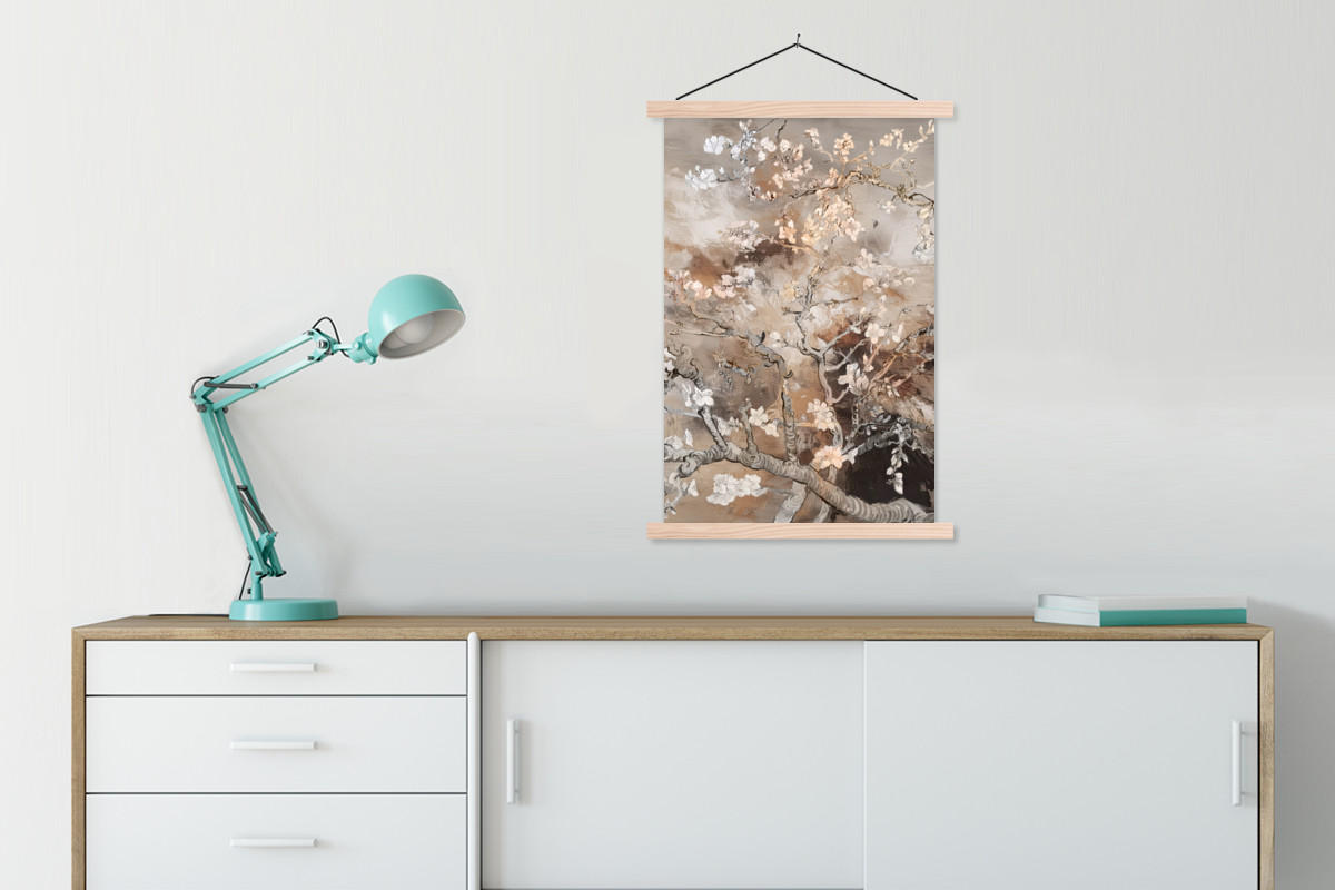 POSTER Mandelblüte - Kunst - Van Gogh - Beige - Abstrakt 60x90 cm - Braun, Textil (60/90/0.15cm) - MuchoWow