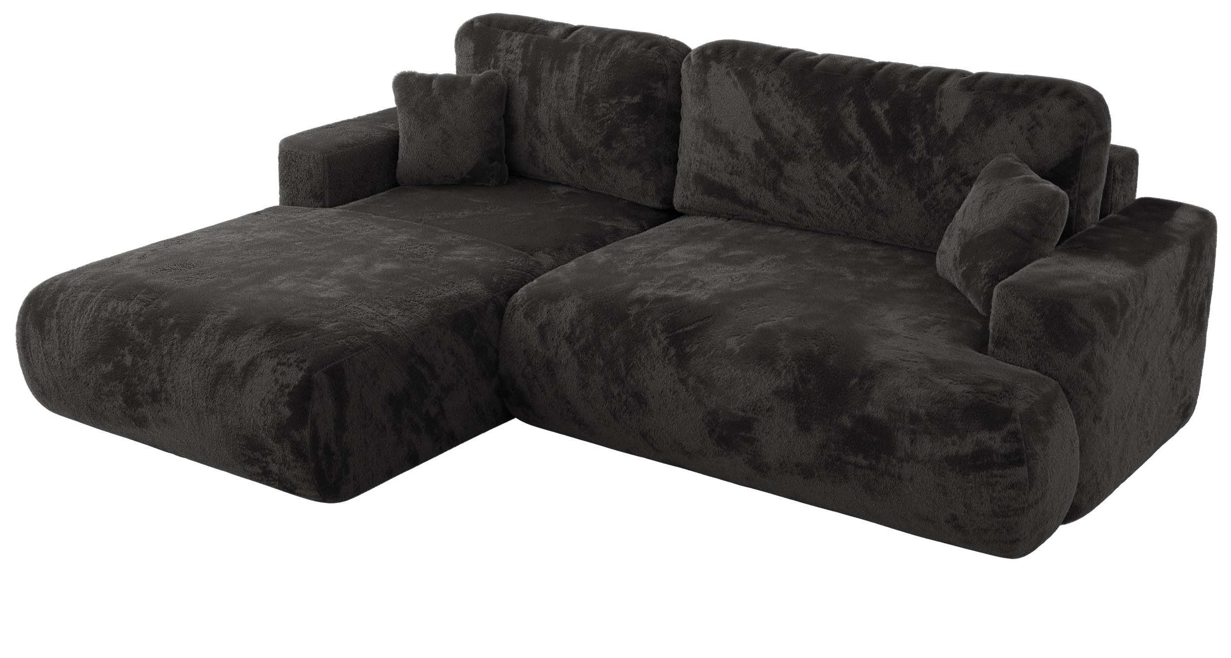 ECKSOFA OVO L Dunkelgrau Plüsch - Links Seite - Dunkelgrau/Schwarz, Kunststoff/Textil (271/195cm) - MKS