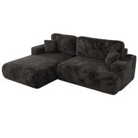 ECKSOFA OVO L Dunkelgrau Plüsch - Links Seite - Dunkelgrau/Schwarz, Kunststoff/Textil (271/195cm) - MKS
