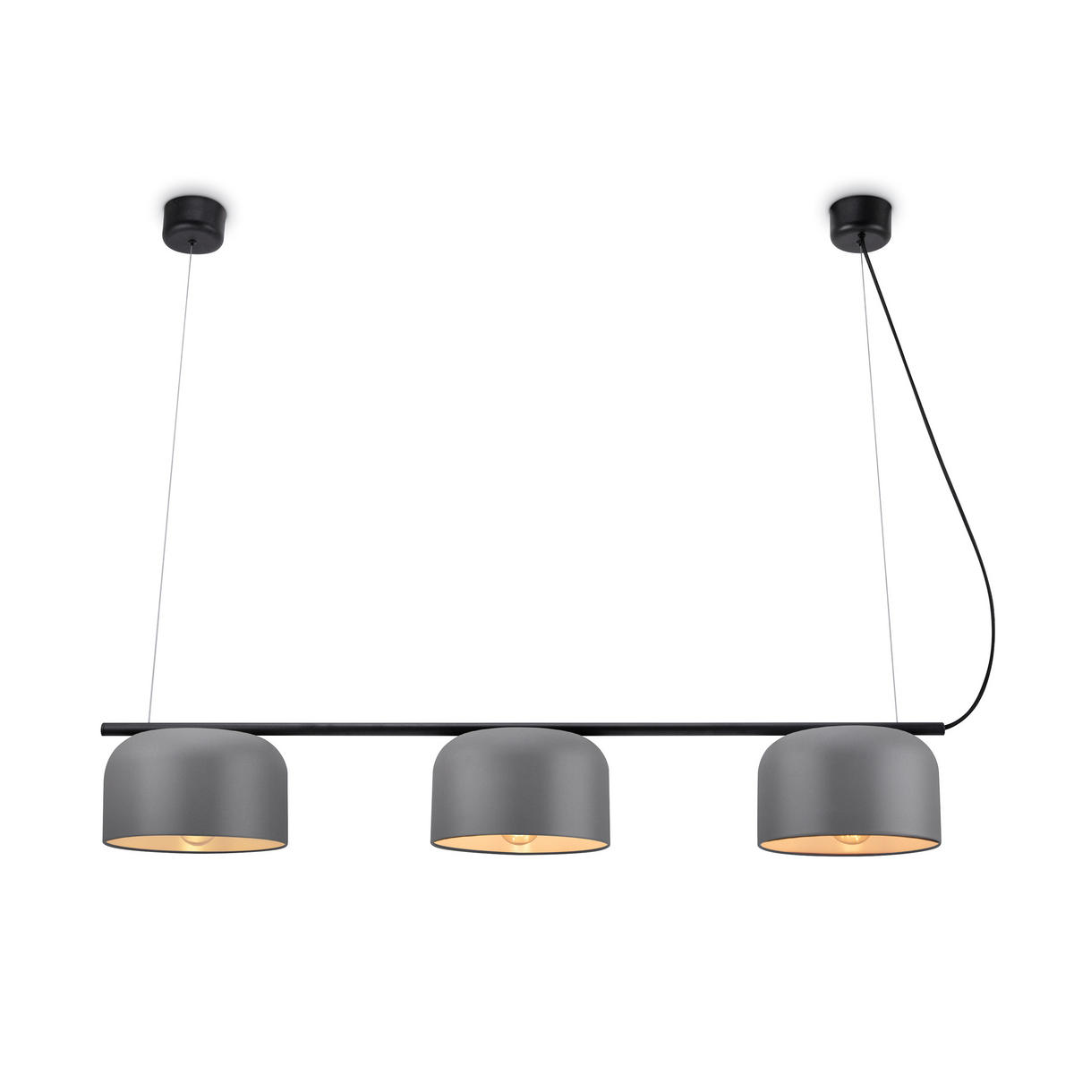 PENDELLEUCHTE Bowl - Schwarz/Grau, Metall (121/25/17.5cm) - Paco Home