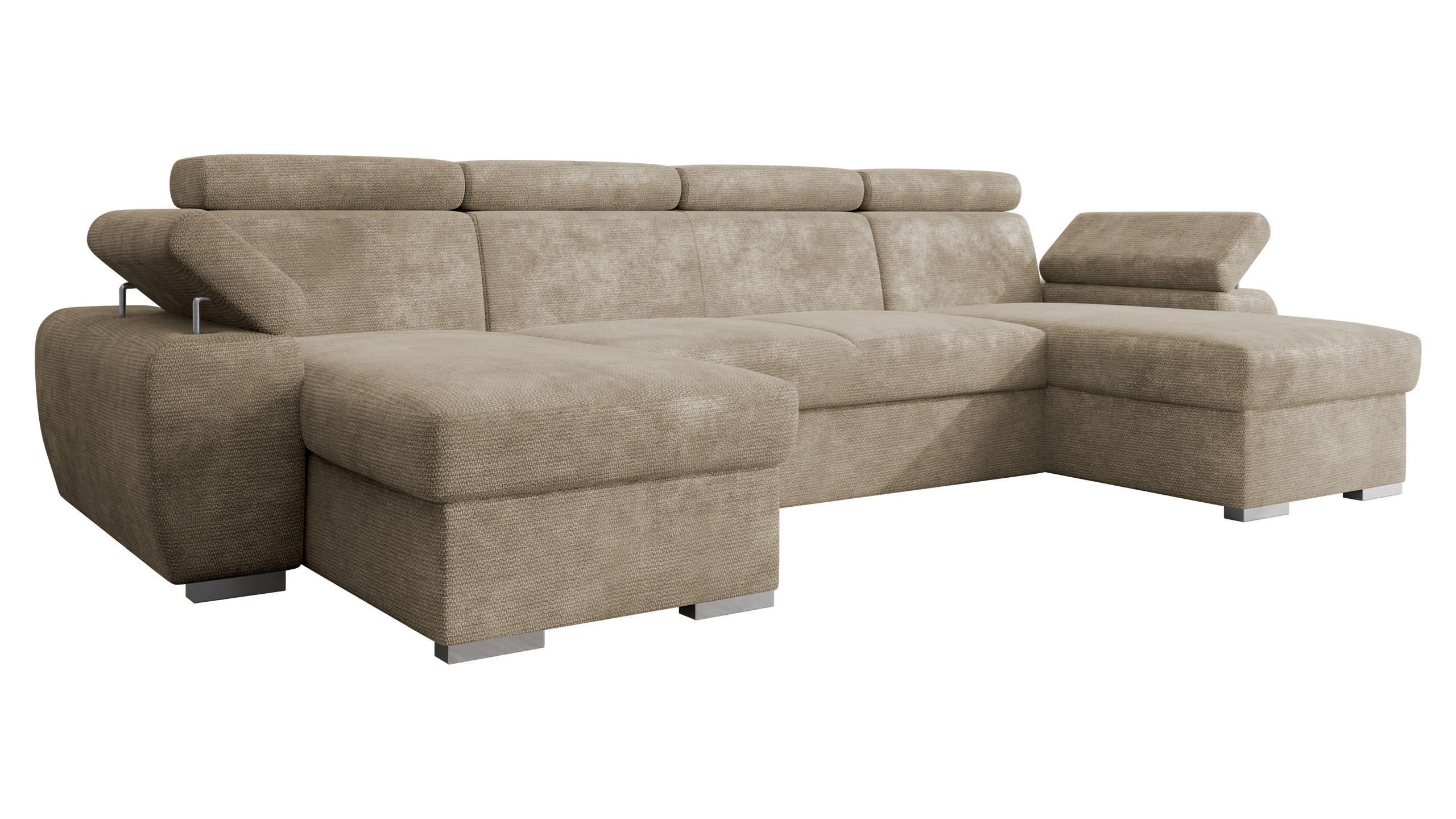 WOHNLANDSCHAFT Plaza U - Beige/Silberfarben, Holz/Kunststoff (323/85/170cm) - MIRJAN24