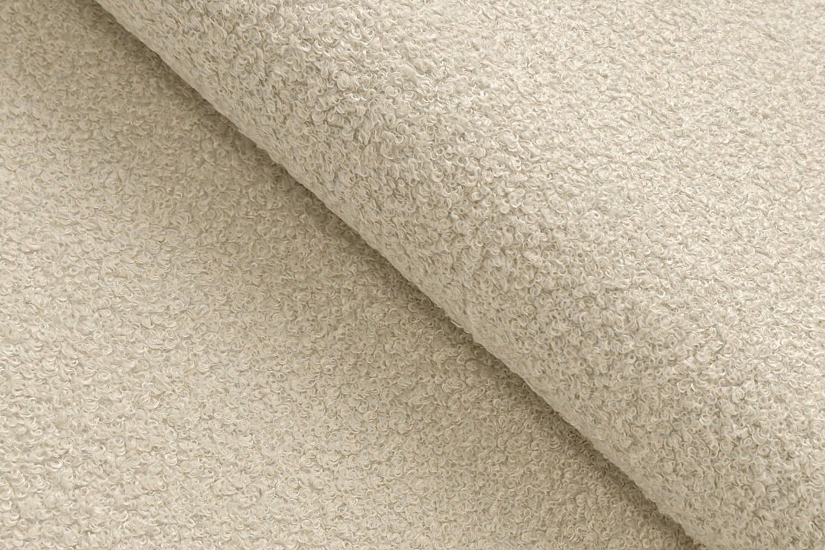 ECKSOFA TAUER 3-Sitzer LINKS, Bouclé-Stoff ecru - Ecru/Schwarz, Holz/Textil (173/206cm) - Courtois Laville