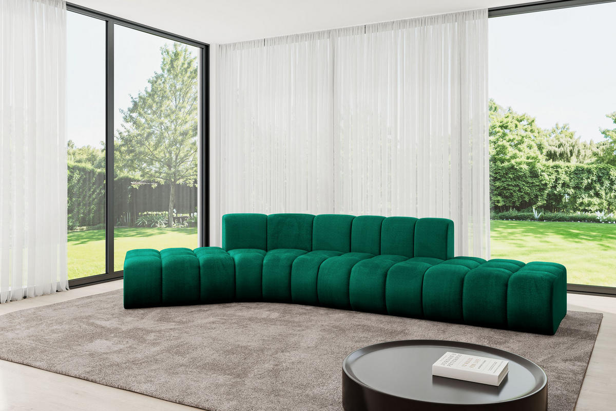 ECKSOFA modulares Sofa Solven-L1 - 380x174x70 cm Grün - Dunkelgrün, Holzwerkstoff/Textil (380/174cm) - ALTDECOR