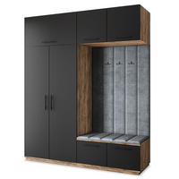 GARDEROBENSCHRANK REMA 200/240/60 cm Modern Garderobe-Set Eiche Lefkas - Eichefarben/Schwarz, Holzwerkstoff (200/240/60cm) - MASSENO