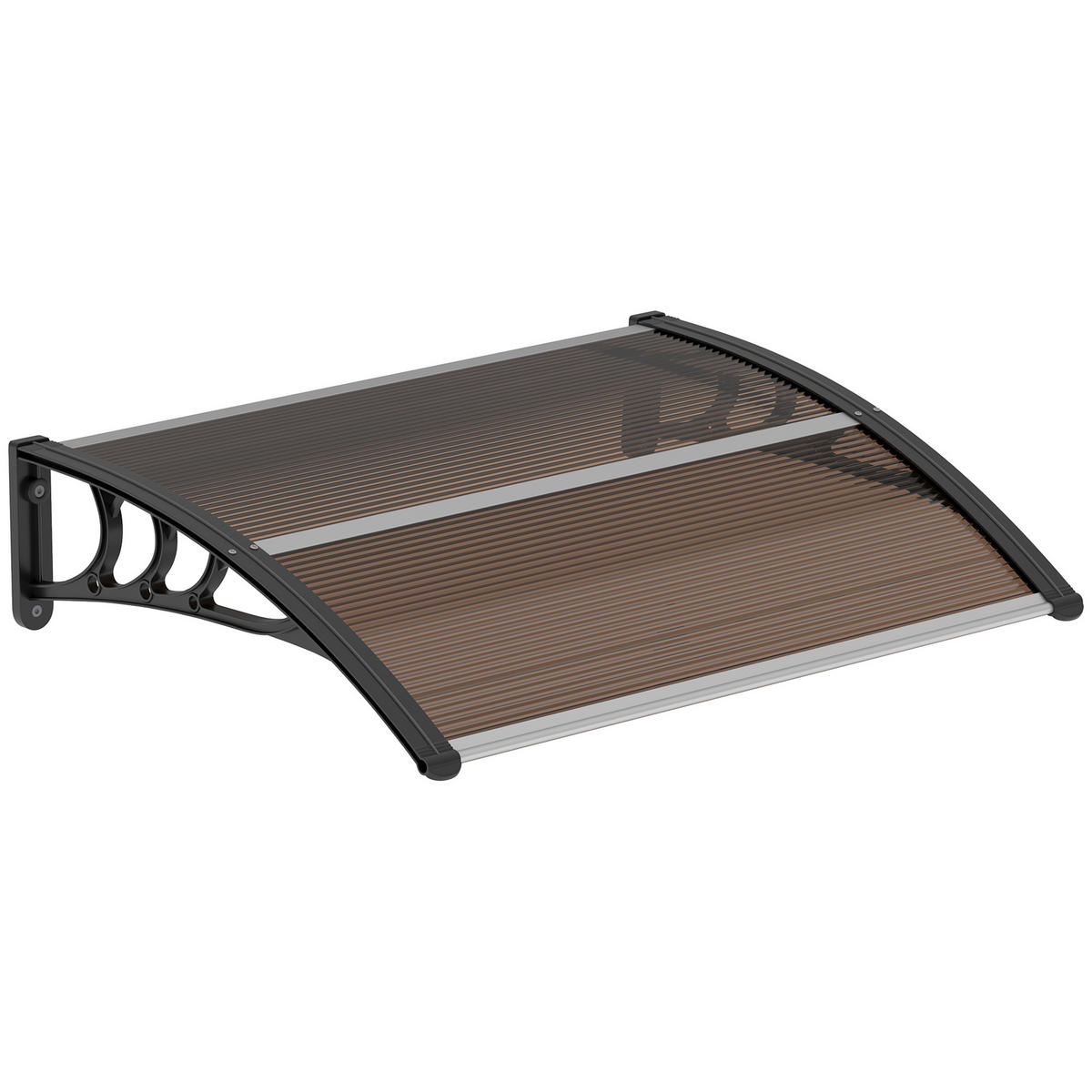 VORDACH DE-07401 Pultvordach, Polycarbonat, 120x75 cm Transparent - Schwarz/Braun, Kunststoff (75/23/120cm) - ComfortXL