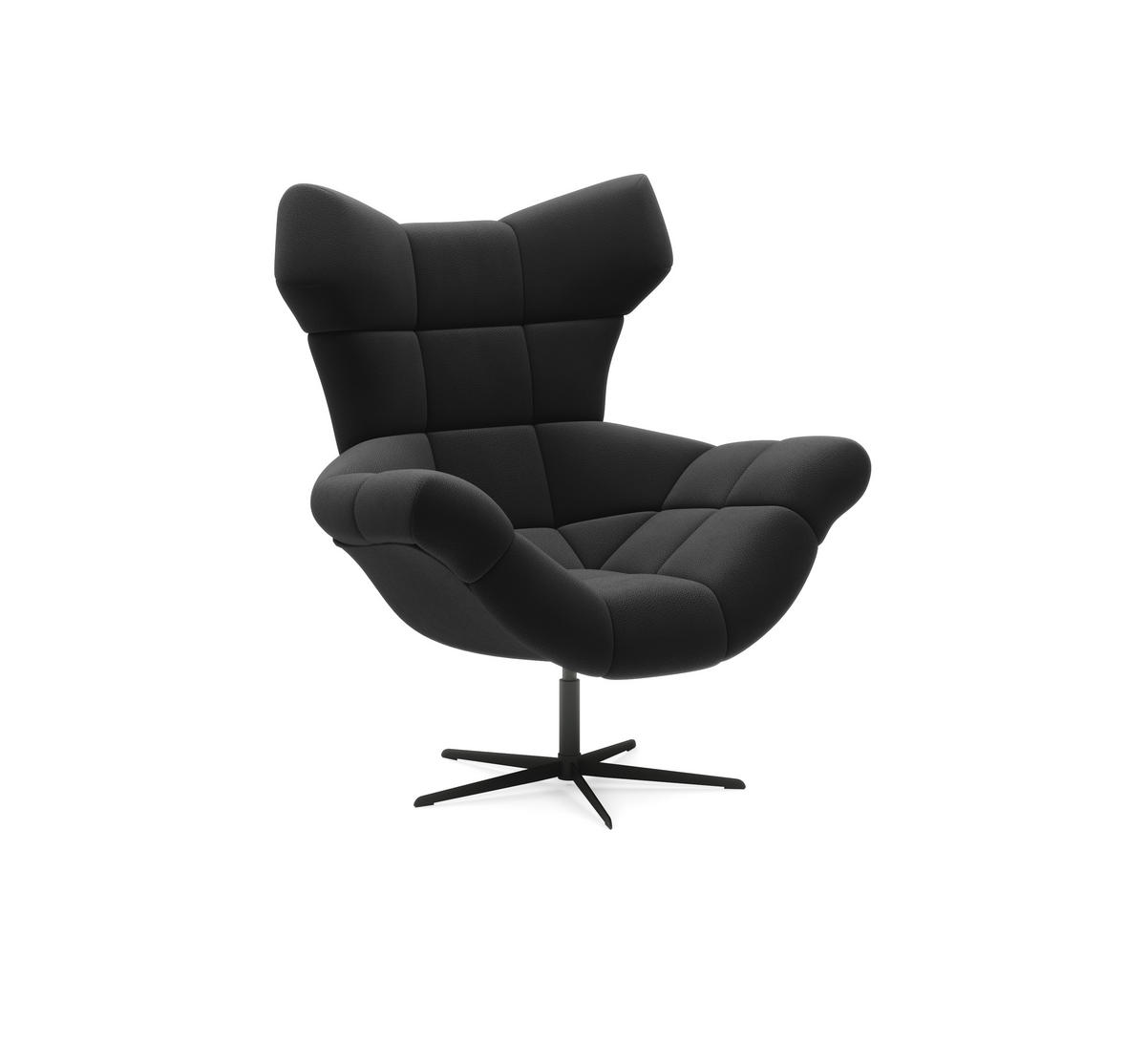 SESSEL SENSI Relaxstuhl mit 360° Drehung und Schwingfunktion – Lux-Schaumkissen, Schwarz, 104x46x119 cm - Schwarz, Holz/Textil (104/119/84cm) - DomoHome