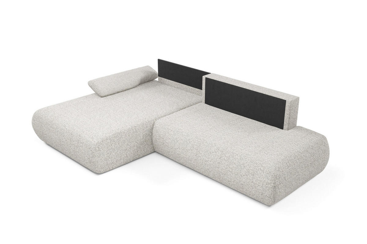 ECKSOFA DELTA L-S Hellgrau Geflochtener Stoff mit Schlaffunktion - Hellgrau, Holz (286/173.5cm) - MASSENO