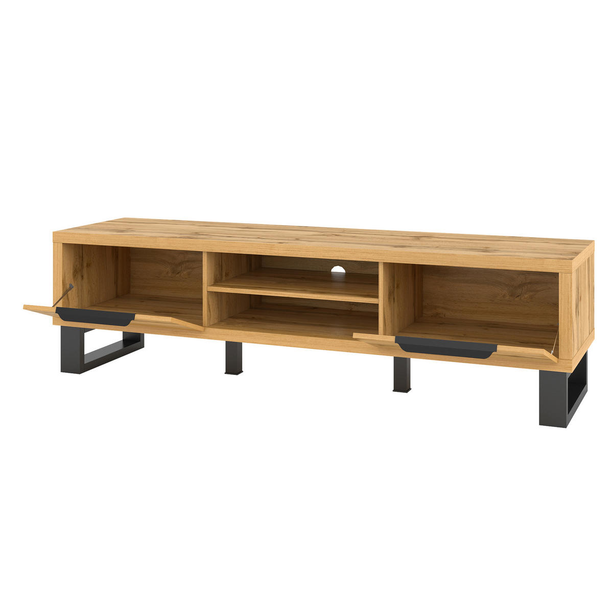 LOWBOARD HALENZA 180x50x50 cm mit 2 Türen Eiche Wotan - Eiche Wotan, Holzwerkstoff (180/50/50cm) - MASSENO