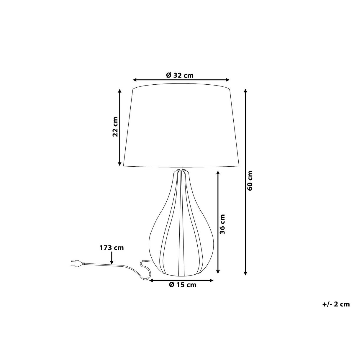 TISCHLAMPE Santee 32/32/60 cm - Weiß, Keramik (32/32/60cm) - Beliani