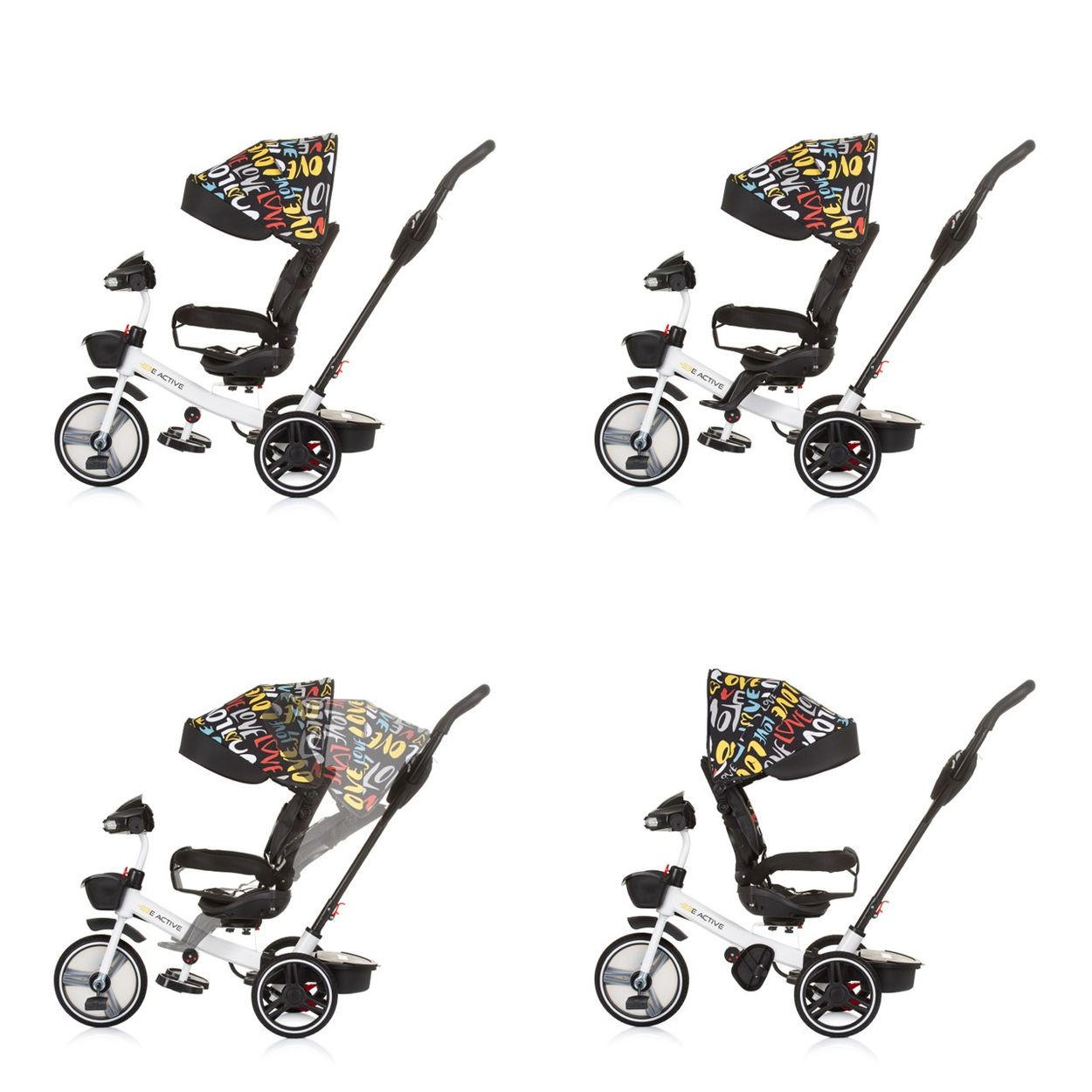 DREIRAD Be Active 2 in 1 bunt Sitz drehbar Musik Licht drehbar - Multicolor, Metall (117/50/96cm) - Chipolino