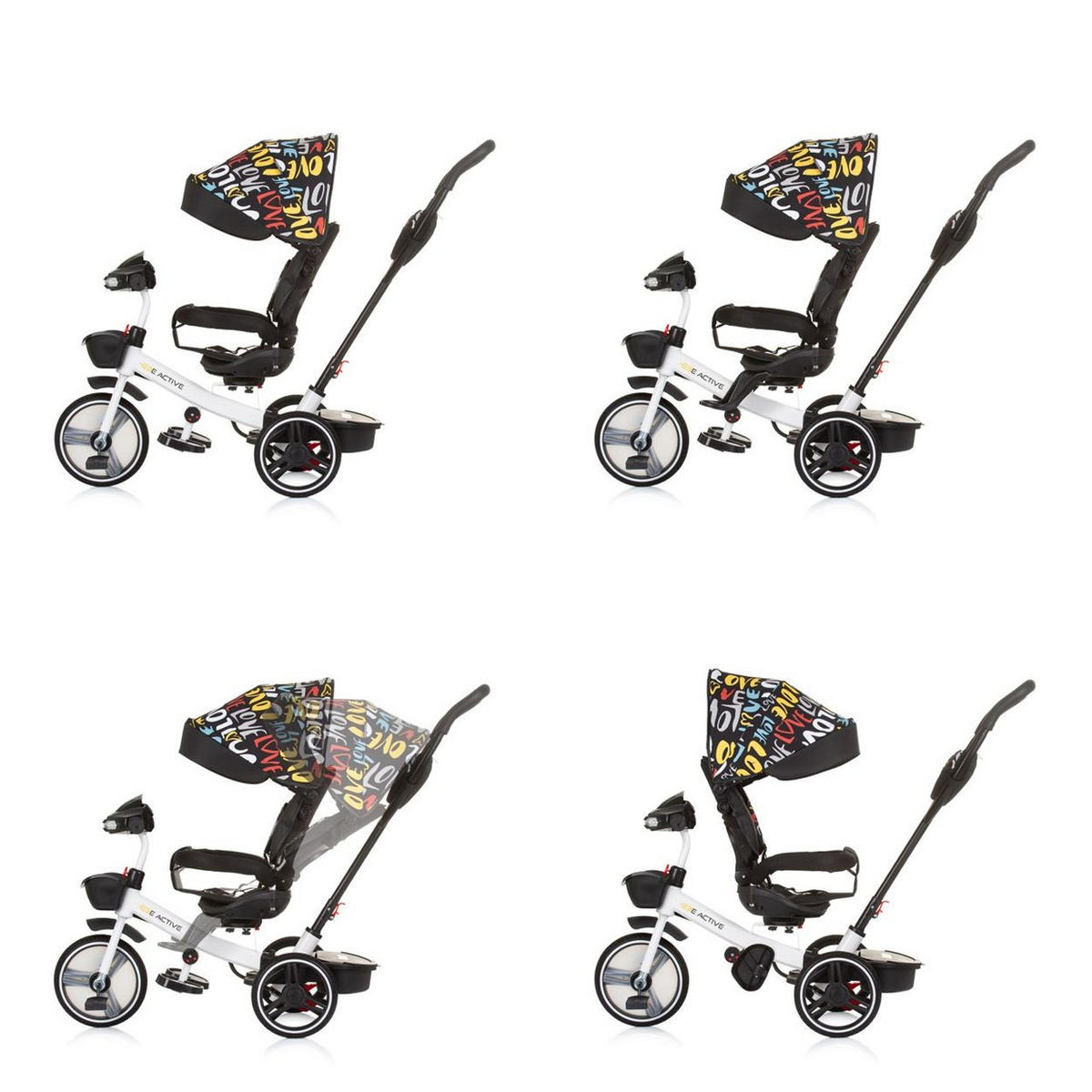 DREIRAD Be Active 2 in 1 bunt Sitz drehbar Musik Licht drehbar - Multicolor, Metall (117/50/96cm) - Chipolino