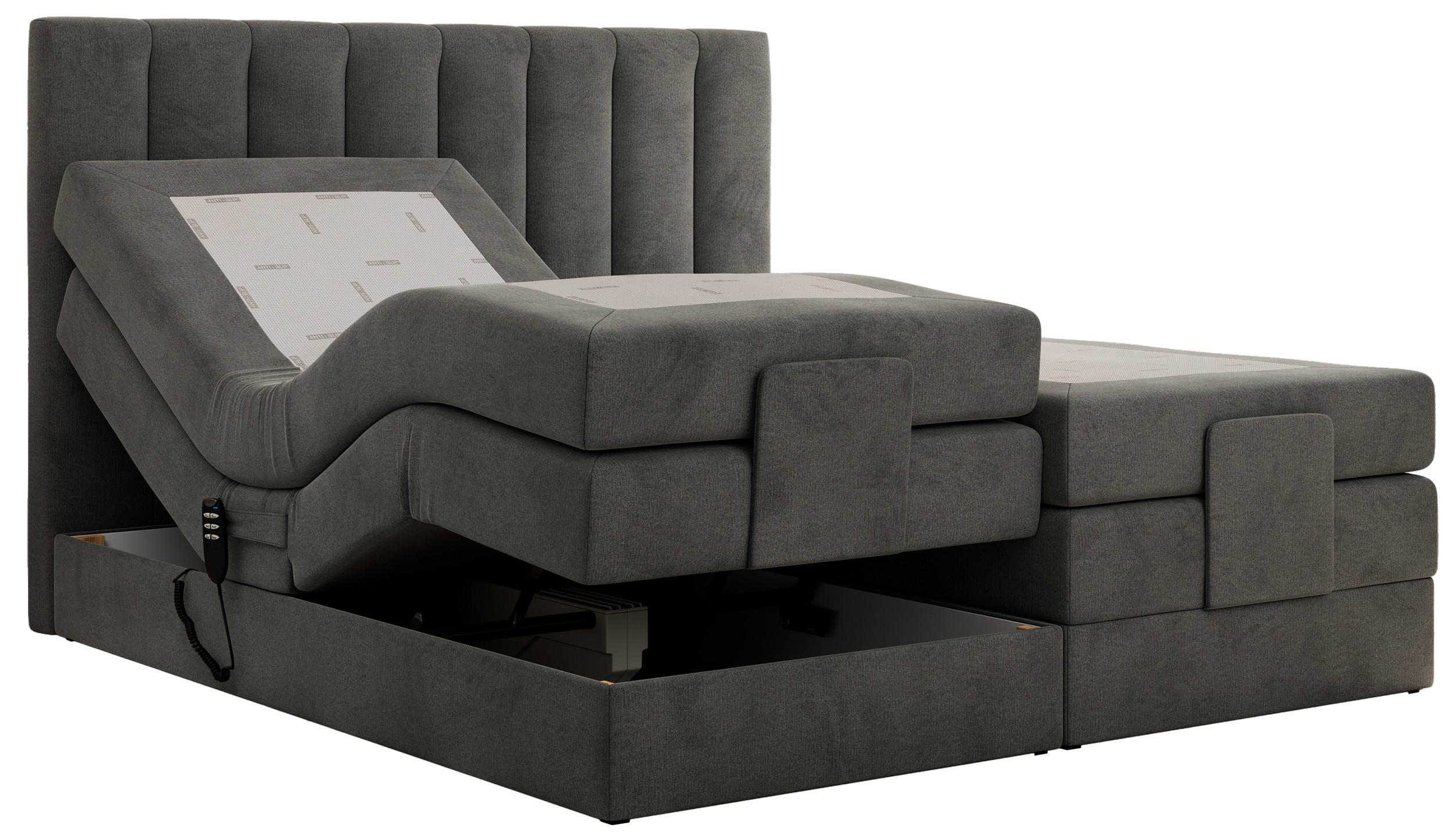 BOXBETT COMFORTO 140/200 - Dunkelgrau Velvet - H3 - Dunkelgrau, Holz/Textil (140/200cm) - MKS
