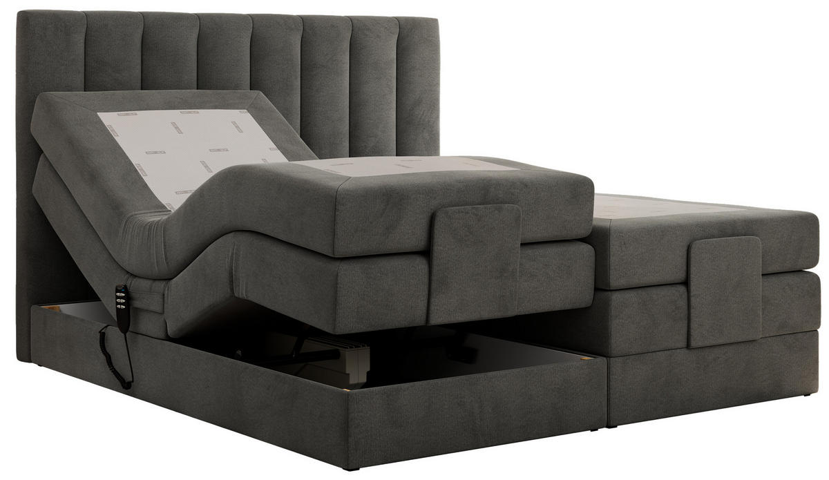 BOXBETT COMFORTO 180/200 - Dunkelgrau Velvet - H4 - Dunkelgrau, Holz/Textil (180/200cm) - MKS