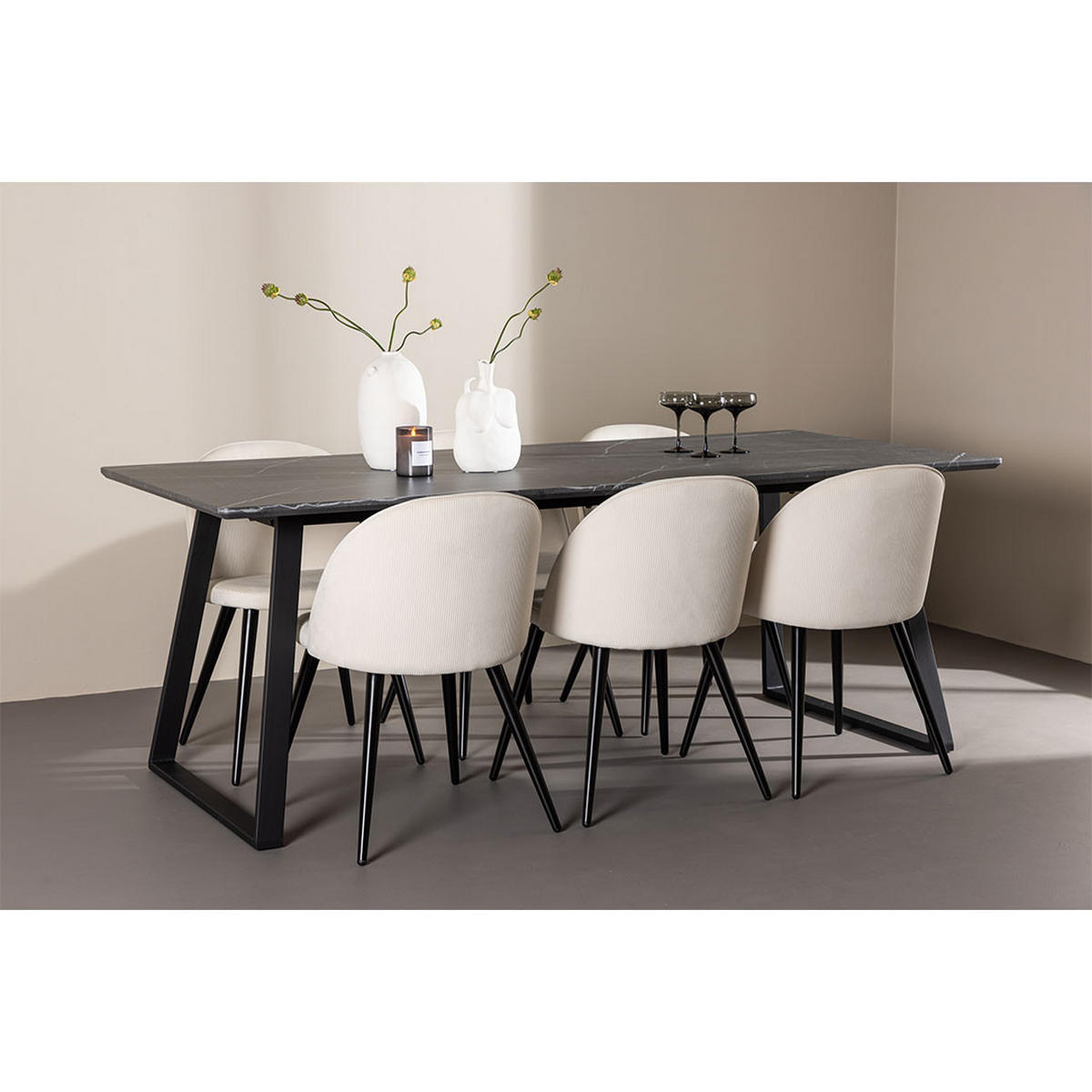 TISCHGRUPPE beige - Dunkelgrau, Holz (200/75/90cm) - ebuy24