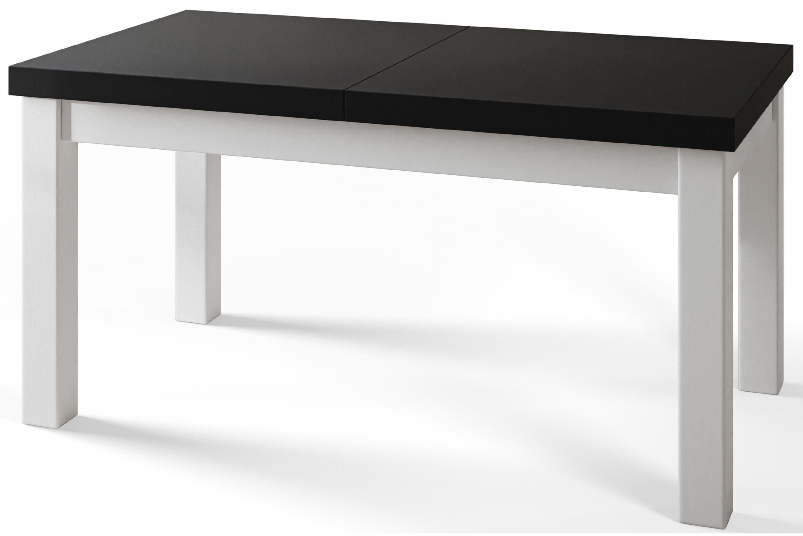 ESSZIMMERTISCH CLASSIC, ausziehbarer Tisch 120-160X80X78 cm, Farbe: Schwarz, mit Holzbeinen in Farbe Weiß - Schwarz/Weiß, Holzwerkstoff (120/80/78cm) - Alpi-Möbel