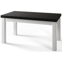 ESSZIMMERTISCH CLASSIC, ausziehbarer Tisch 120-160X80X78 cm, Farbe: Schwarz, mit Holzbeinen in Farbe Weiß - Schwarz/Weiß, Holzwerkstoff (120/80/78cm) - Alpi-Möbel