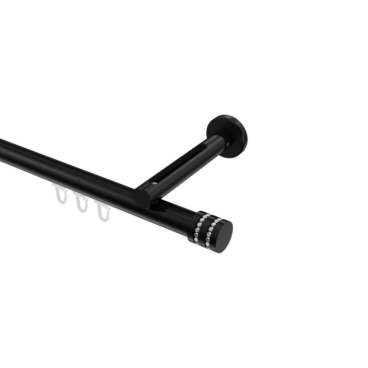 INNENLAUF-GARDINENSTANGEN-SET Siteno Estana 180 cm, 1-läufig, 20 mm Ø Schwarz - Schwarz, Metall (180cm) - INTERDECO