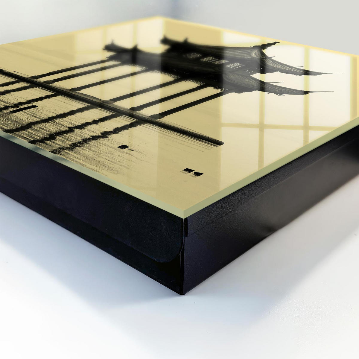 SCHLÜSSELBOX Schwarz 30x30 cm- Türöffnung nach rechts - Pavillon im Wasser - Gelb, Metall (30/30/5cm) - TULUP