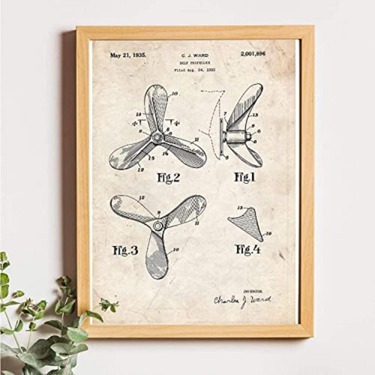 POSTER Set mit 4 Jahrgang Patenten Booten A4 Schwarzer Rahmen - Schwarz, Papier (29.7/3cm) - Nacnic