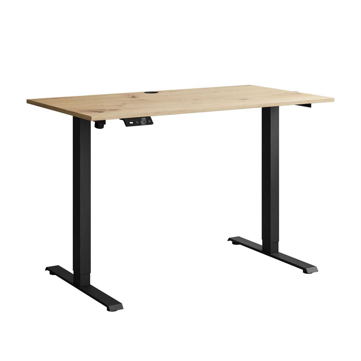 SCHREIBTISCH SPACE höhenverstellbar mit Metallbeinen schwarz/Eiche Artisan - Eiche Artisan, Holzwerkstoff (60/110/69.5cm) - Lookway