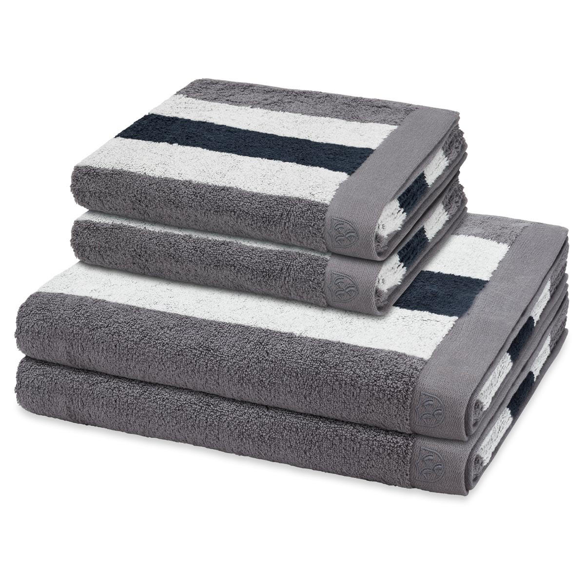 FROTTIERSET Doubleface Stripes 4-teilig - Grau, Textil (50/100cm) - Ross