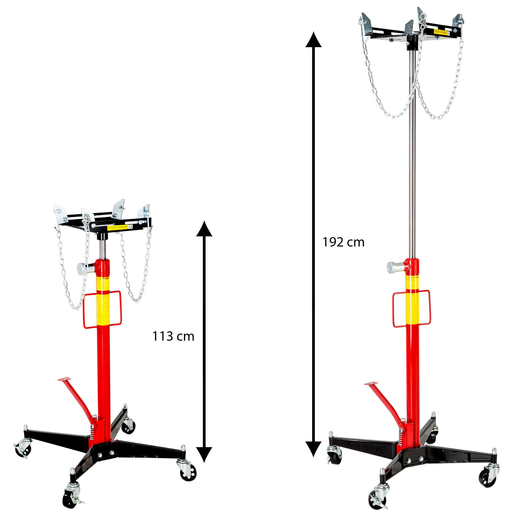 GETRIEBEHEBER ,Standfestes Fußkreuz mit 4 Lenkrollen,rot - Rot, Metall (84/84/122cm) - tectake