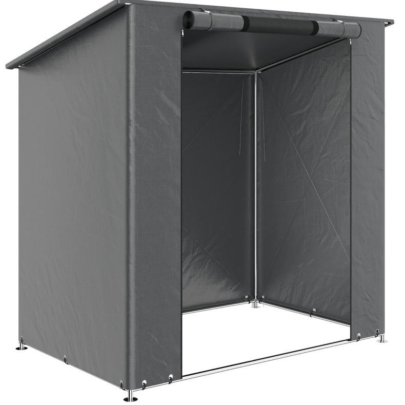 KLEINGARAGE aus Metall 187x120x160/204 cm in Dunkelgrau mit Rolltür - Dunkelgrau, Metall (120/204/187cm) - Modfu