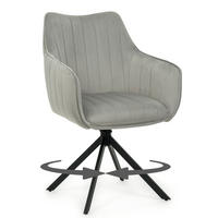 STUHL PIANO drehbar gepolsterter mit Steppung - hellgrau - Velour - Hellgrau/Schwarz, Textil/Metall (59/88/61cm) - NEW HOME