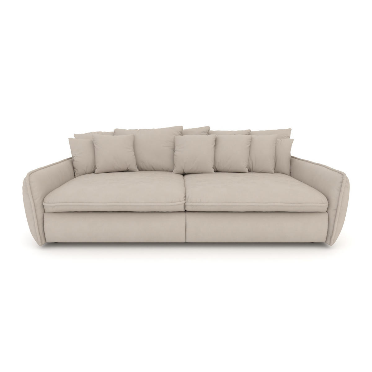 BIGSOFA Hereford Flachgewebe Beige inkl. 11 Kissen 234/131/61 cm - Naturfarben, Kunststoff/Textil (234/61/131cm) - foamnova