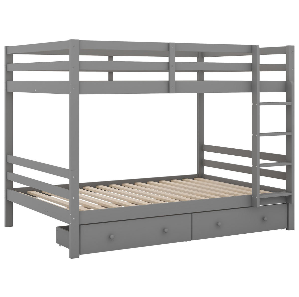 ETAGENBETT mit Schubladen 140x200 cm Kiefernholz Grau - Grau, Holzwerkstoff (140/200cm) - Beauniv
