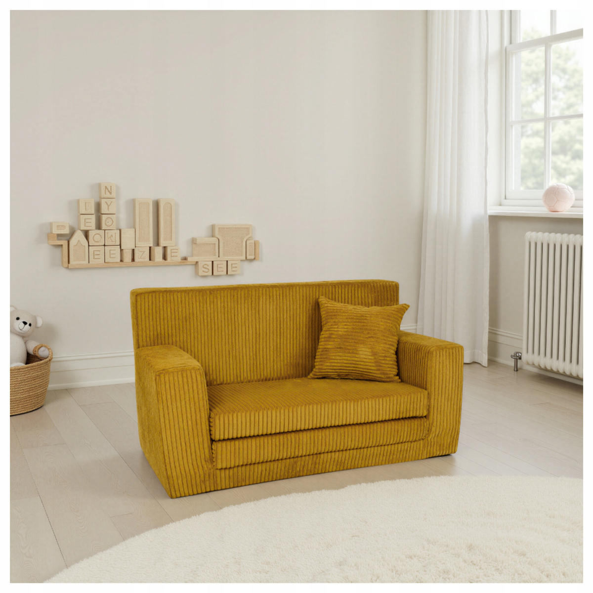 KINDERSOFA aus Kuschel-Cord in Honigfarben - Honig, Textil (83/47/43cm) - Fortisline