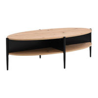 COUCHTISCH mit 4 Ablagefächern - MDF & Metall - Holzfarben hell & Schwarz - EVARO - Hellbraun/Schwarz, Holz (65/125/39cm) - Vente-Unique
