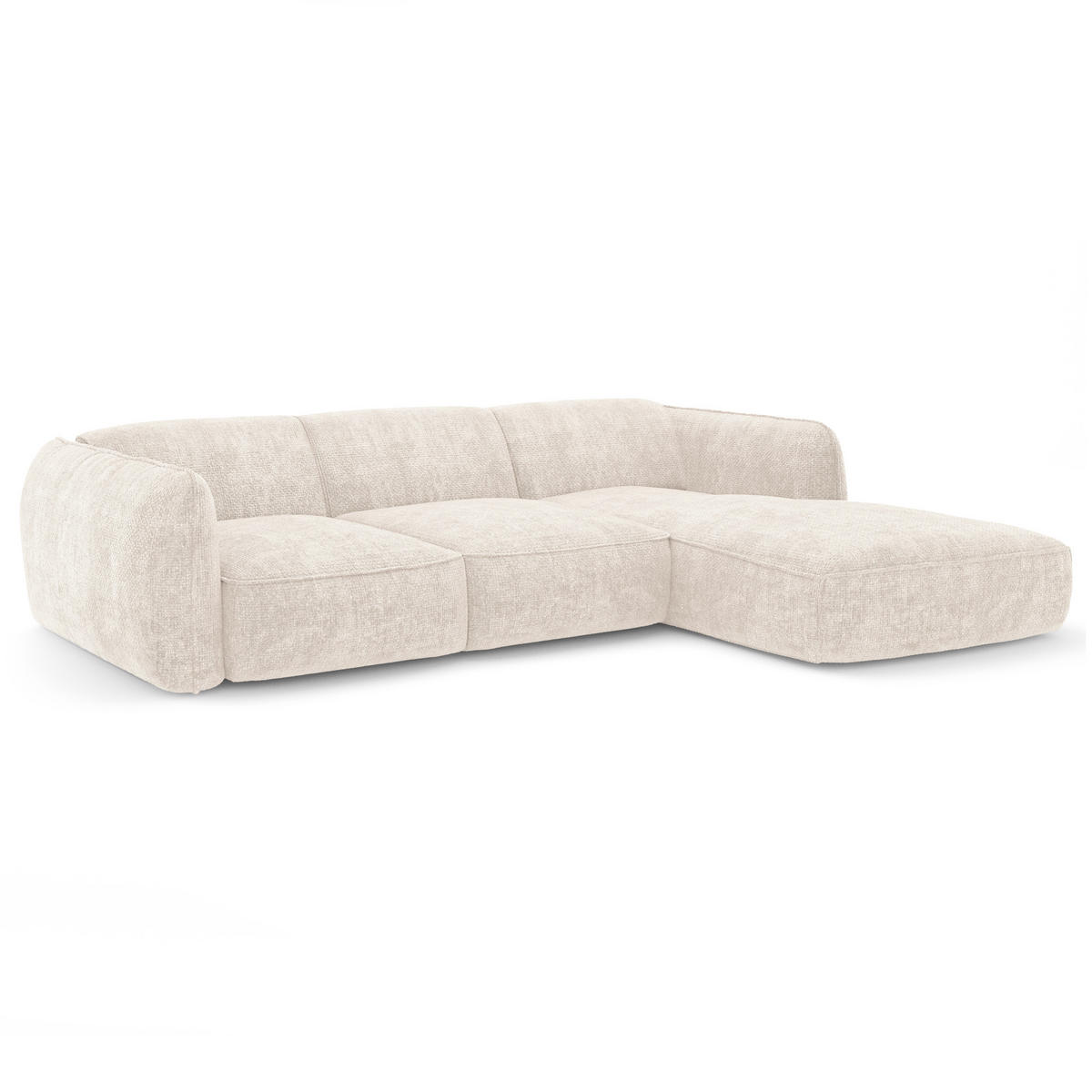 ECKSOFA RECHTS Rastervelours Creme 272cm - Creme, Textil (272/165cm) - Sia Home
