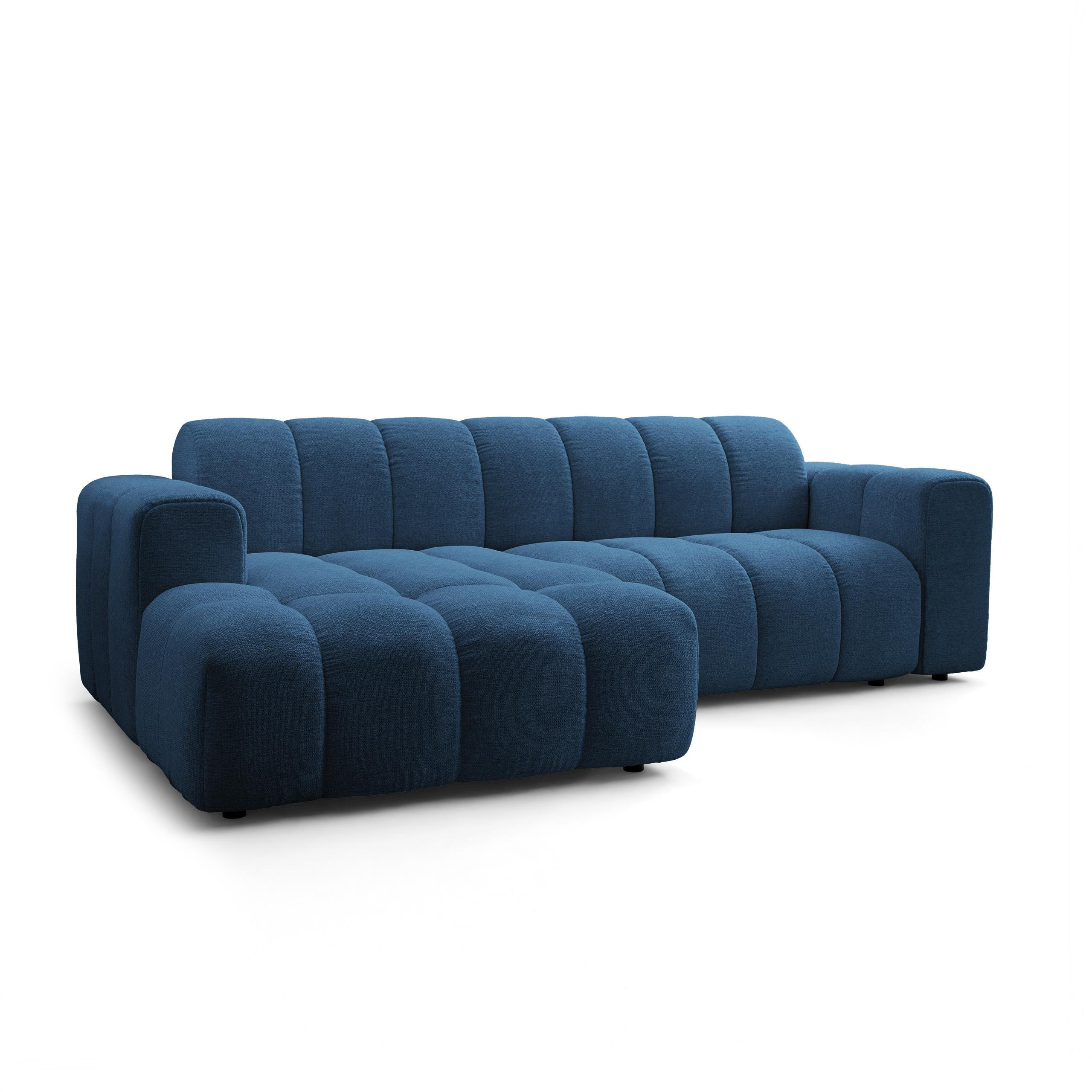 ECKSOFA TISI Blau Strukturstoff - Blau, Holz (274/165cm) - MASSENO