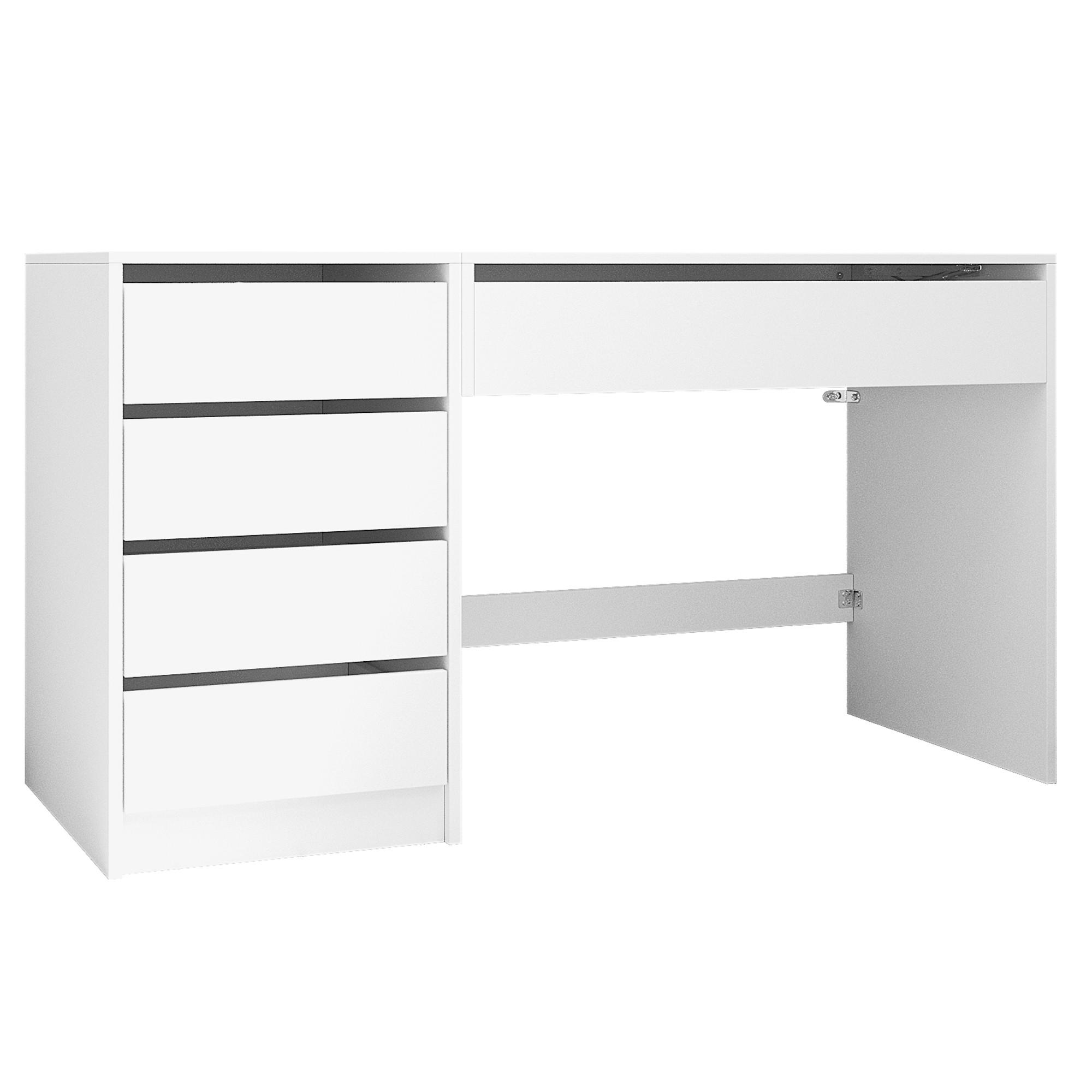 SCHREIBTISCH Weiß 120/50/78-92 cm mit 4 Schubladen manuell höhenverstellbar - Weiß, Holzwerkstoff (50/120/78cm) - PANGIVO
