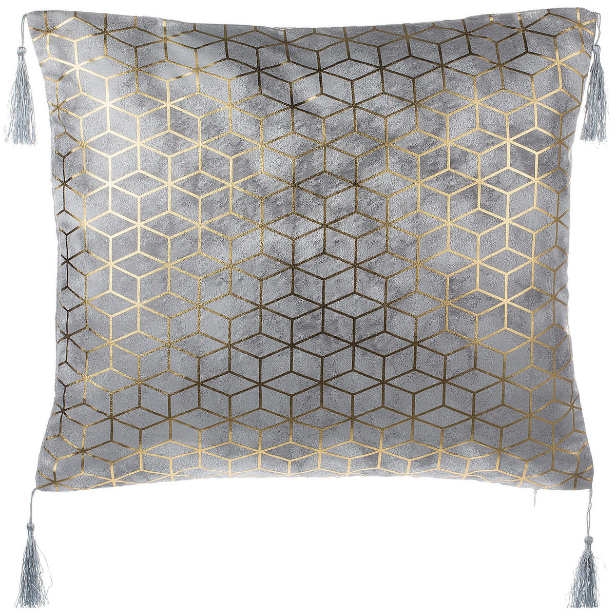 DEKOKISSEN 2er-Set Silber 45/45 cm Camellia - Silberfarben, Textil (45/45cm) - Beliani