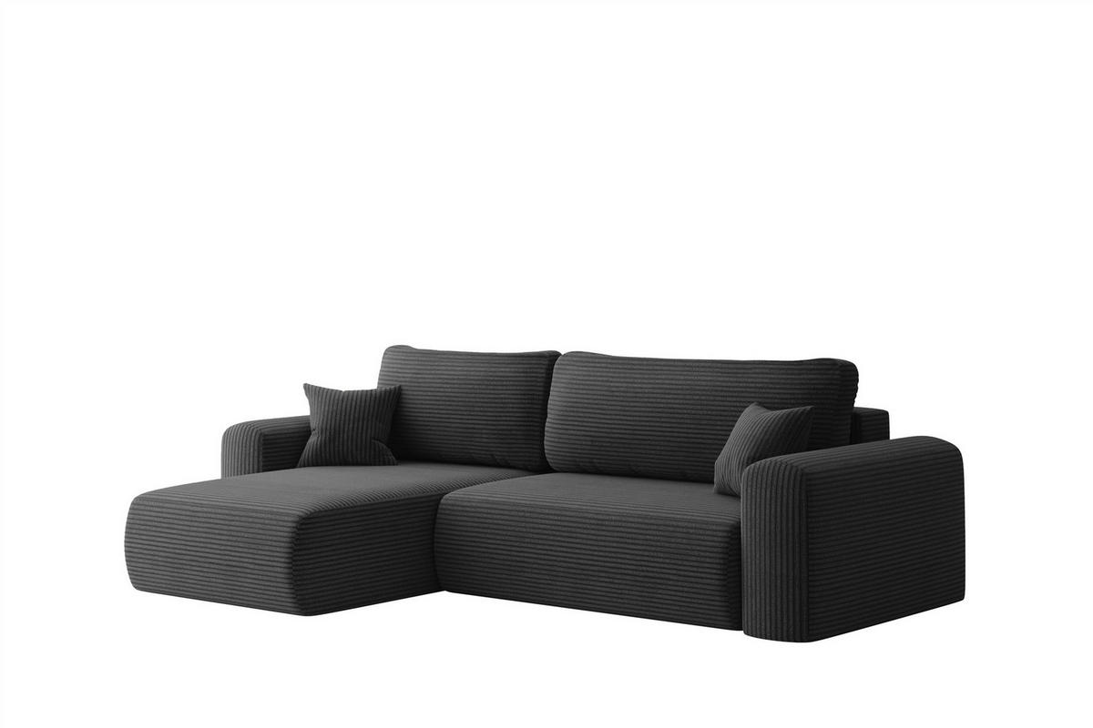 ECKSOFA Flora In Poso - Schwarz, Holzwerkstoff/Textil (145/272cm) - Fun Möbel