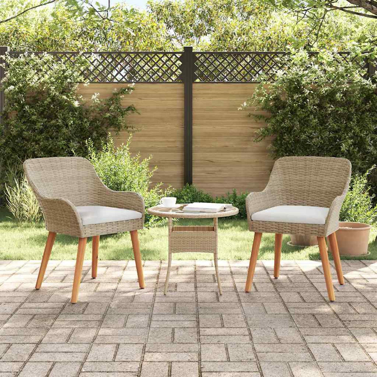 GARTENSTUHL 2er-Set Egos Rattan 62,5x55x82 cm Beige - Beige, Kunststoff (56/82/60cm) - DELUKE