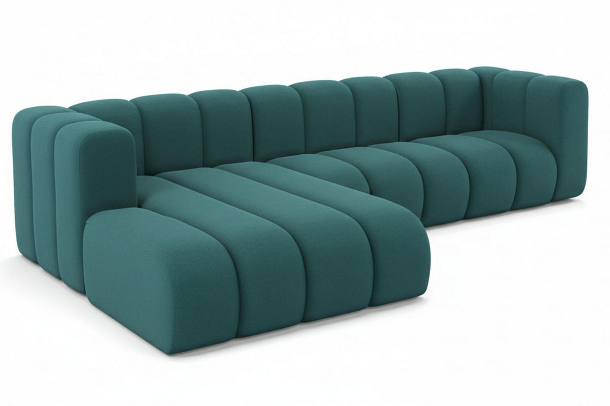 ECKSOFA L-Form Grand L 287 cm, Veloursstoff Salvador, Azurblau, Links - Blau, Holz (287/179cm) - Kaiser Möbel