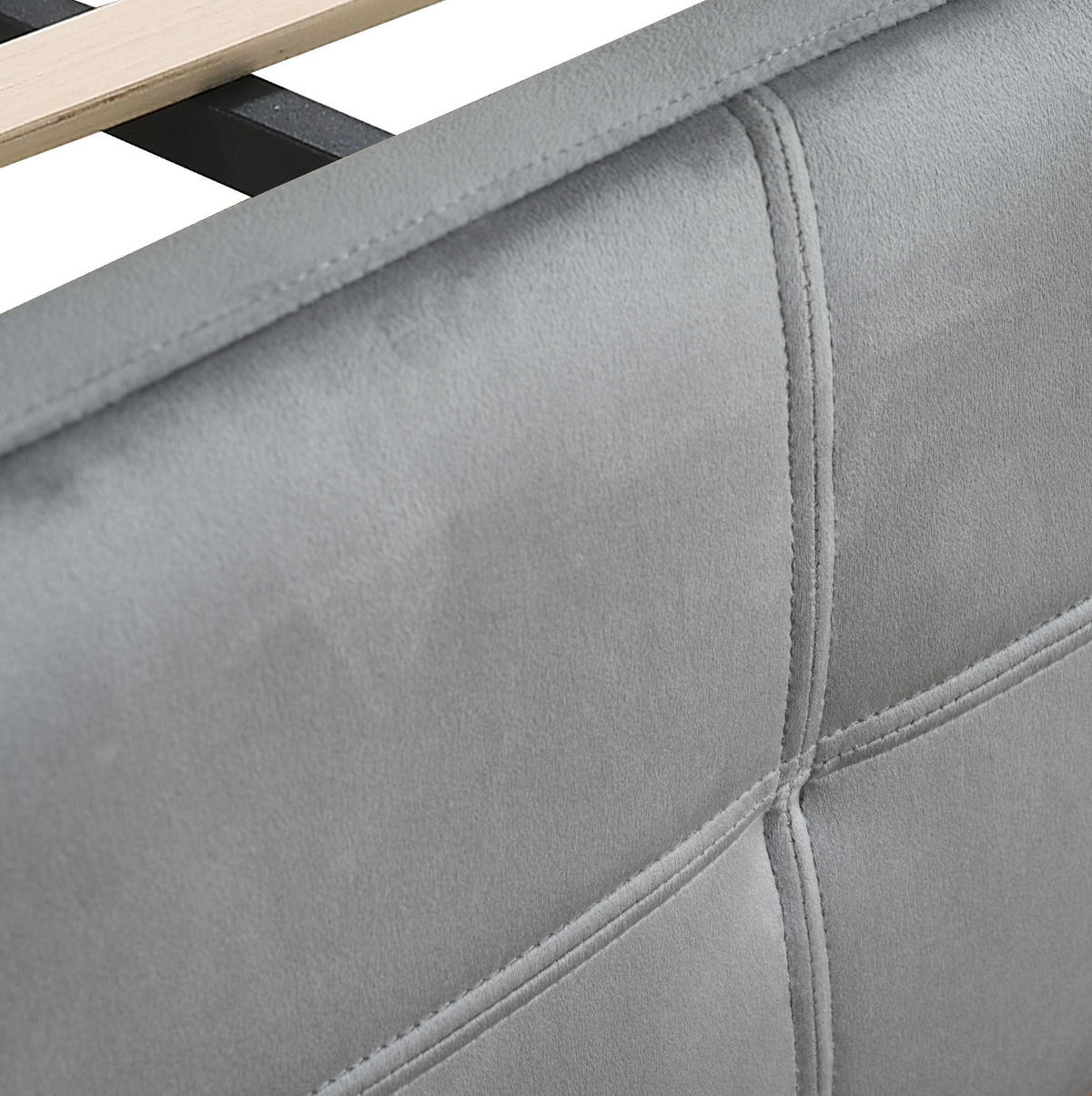 POLSTERBETT aus Samt 140x200 cm Grau mit LED-Beleuchtung und verstellbarem Kopfteil - Grau, Textil (140/200cm) - IVMEU