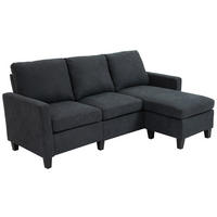 ECKSOFA L-Form Couchgarnitur mit wendbarer Chaiselongue Dunkelgrau - Dunkelgrau/Schwarz, Kunststoff/Textil (139/197cm) - HOMCOM