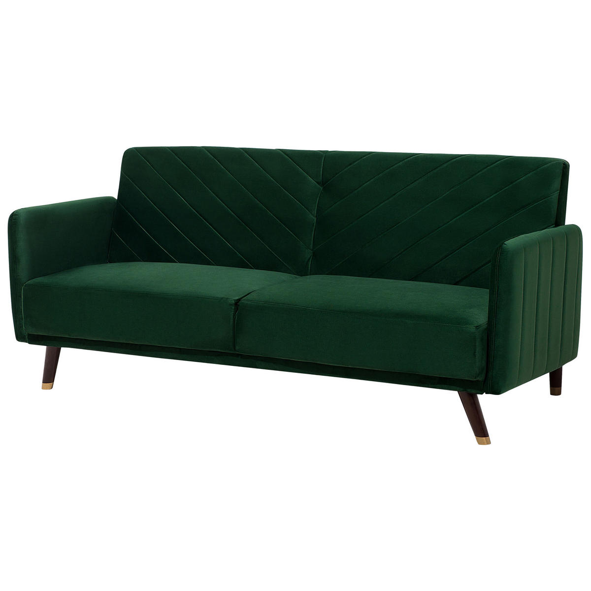 3-SITZER-SCHLAFSOFA Samtstoff Grün Senja - Hellgrün, Textil (200/87/95cm) - Beliani