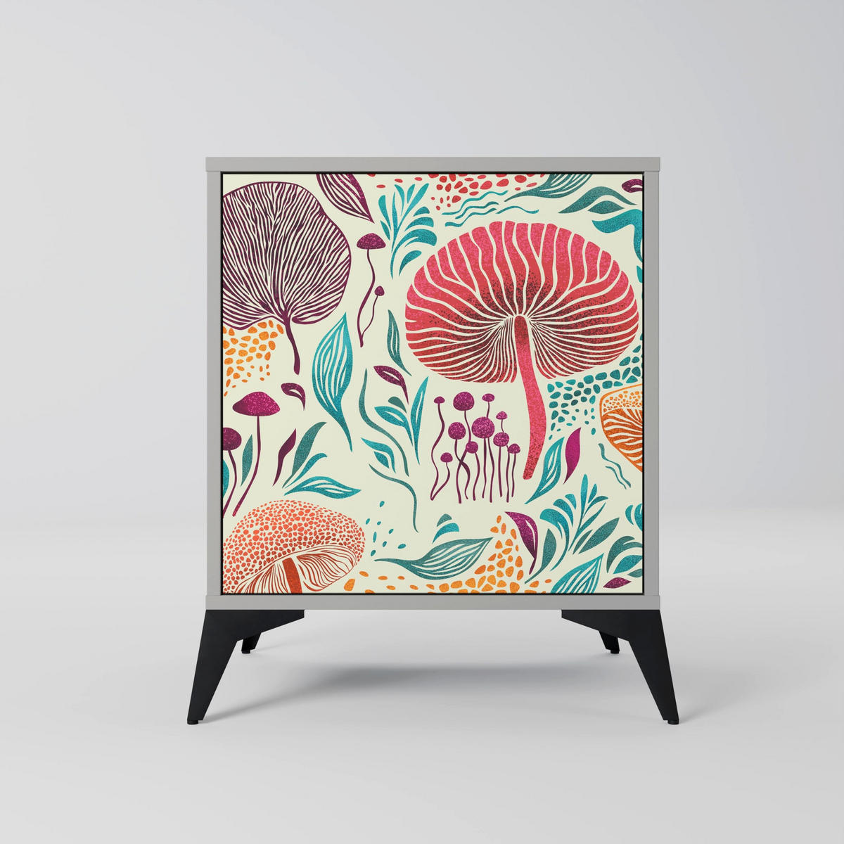 SIDEBOARD FUNGUS FANTASY, Grau, 57,5x42x57,5 cm, Ohne Füße - Multicolor/Grau, Holzwerkstoff (57.5/57.5/42cm) - SpaceRebels