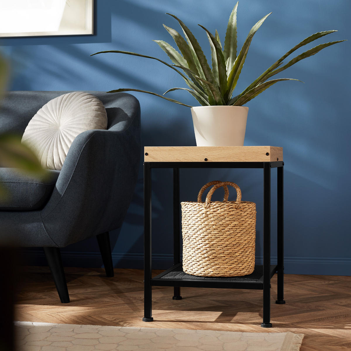 BEISTELLTISCH Rochester,41,5 x 41 x 56 cm,Industrial Holz dunkel, rustikal - Rostfarben, Holz (41.5/41/56cm) - tectake