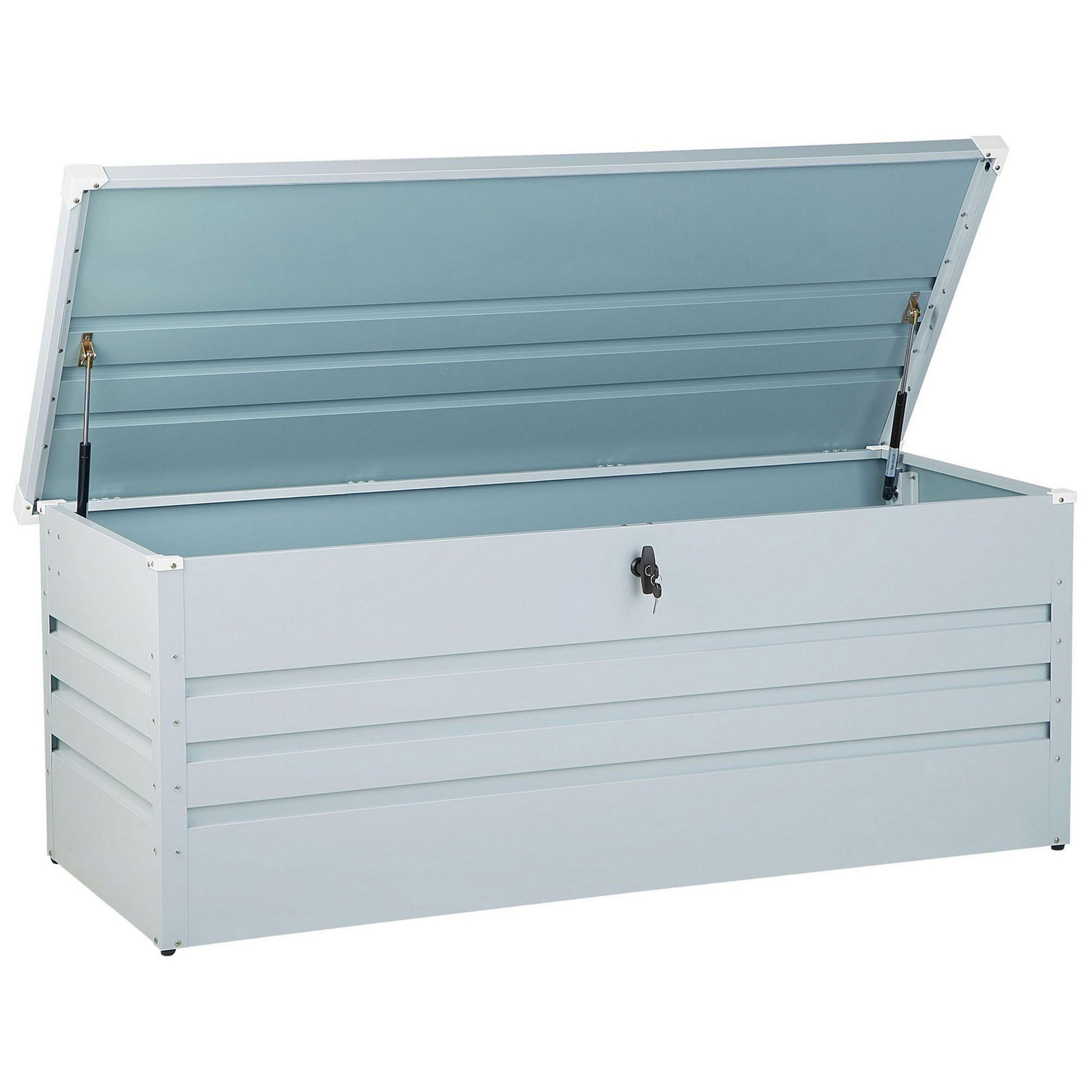 AUFLAGENBOX Stahl hellgrau 165/70 cm Cebrosa - Hellgrau, Metall (165/67/70cm) - Beliani