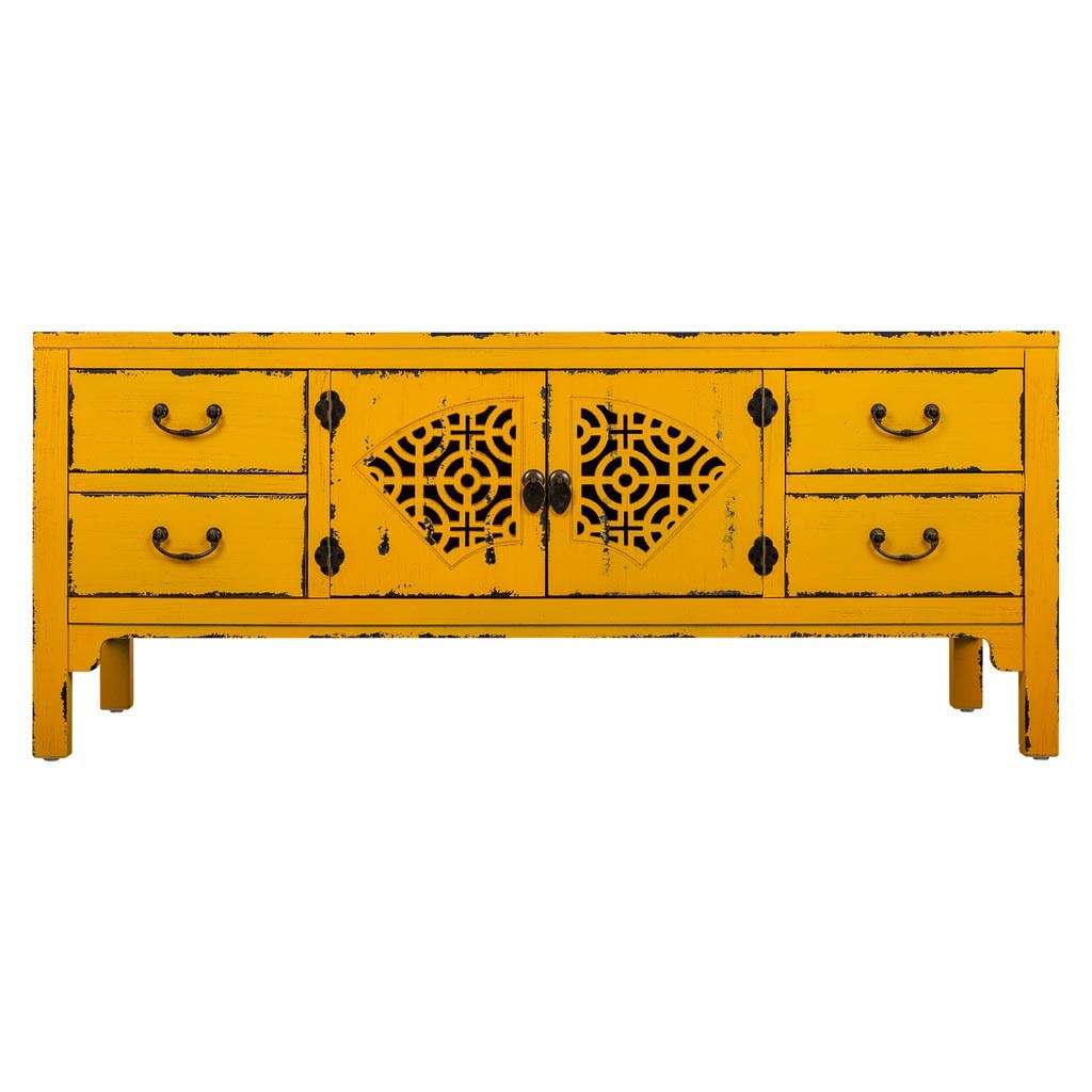 LOWBOARD aus Holz 120x40x50 cm - Gelb, Holzwerkstoff (120/50/40cm) - Wanderlust