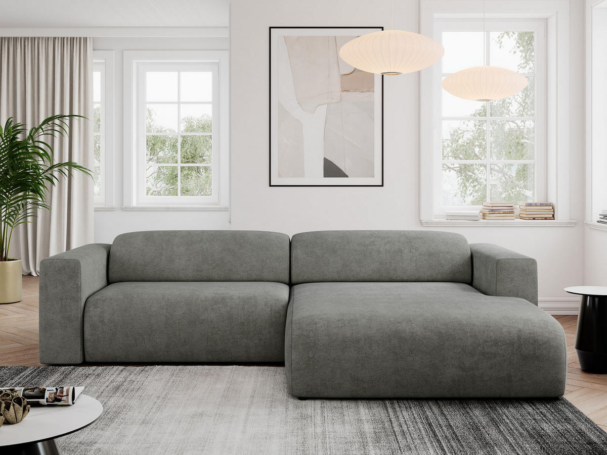 ECKSOFA PASADENA Grau Struktur - Rechts Seite - Schwarz/Grau, Kunststoff/Textil (180/288cm) - MKS