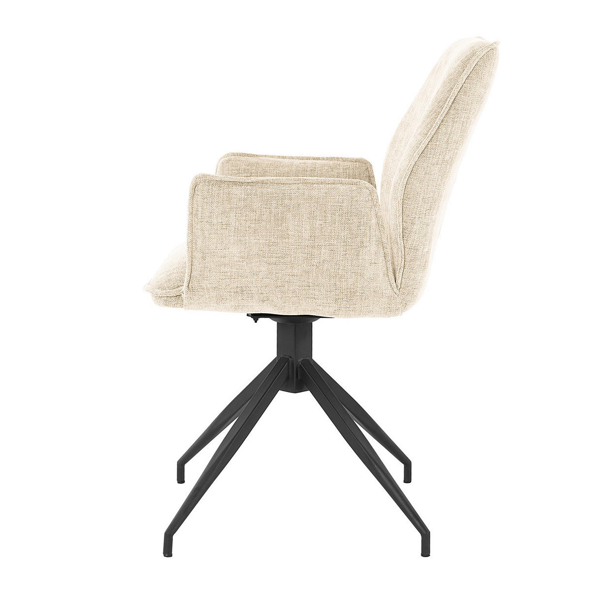 DREHBARER ARMLEHNENSTUHL - Metall / Textil - Beige/Schwarz, Kunststoff/Textil (58/90/60cm) - home24
